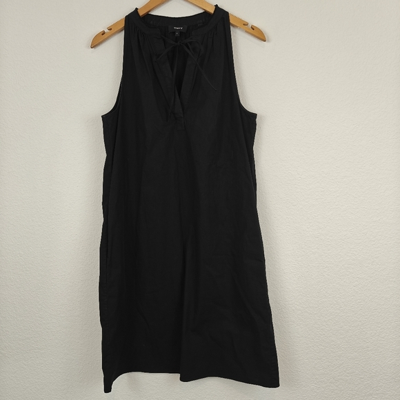 Theory Nallane Light Poplin Sleeveless Black Cotton V-neck Mini Dress Size 6 - Picture 6 of 16